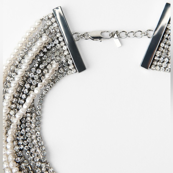 NWT ZARA PEARL GEM NECKLACE - Picture 3 of 5